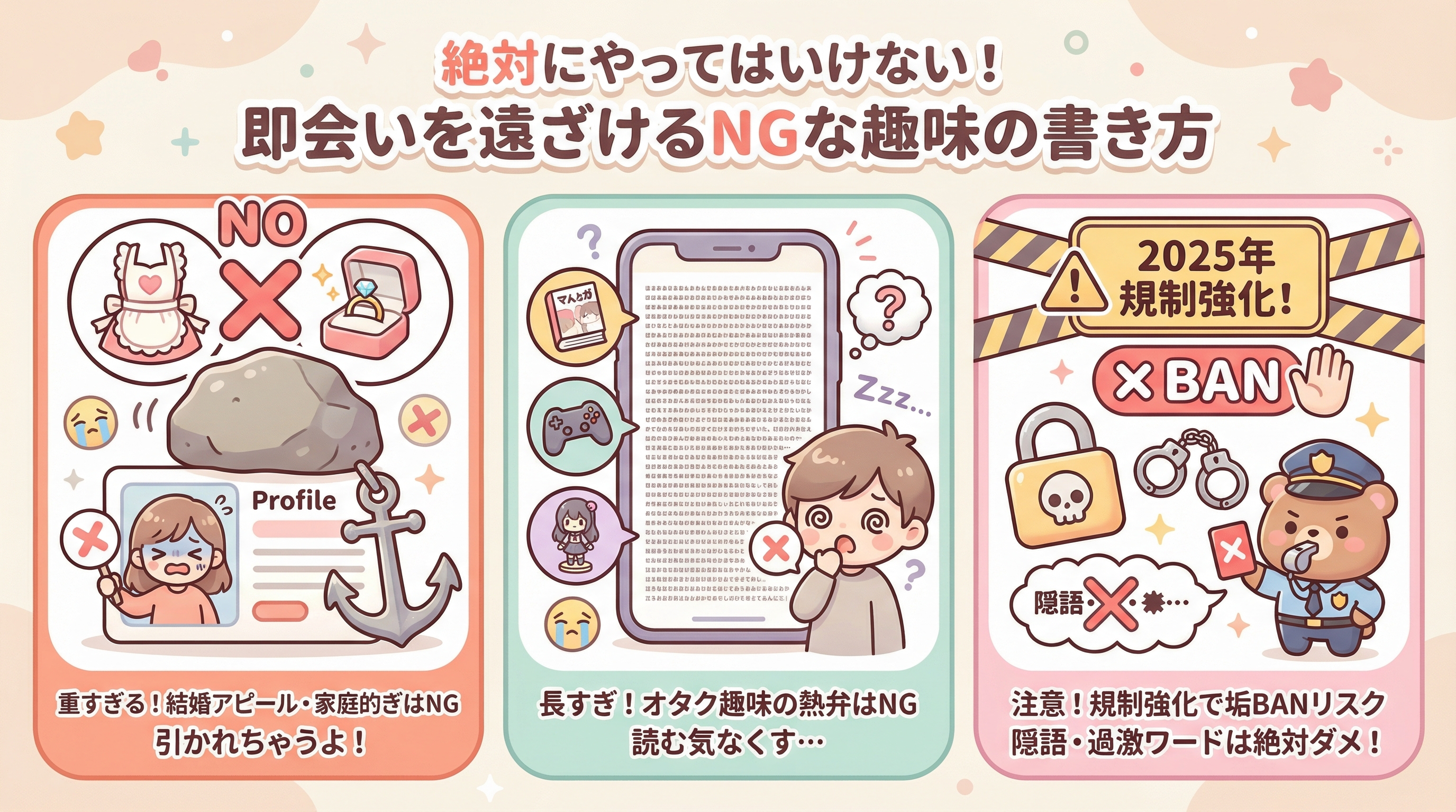 絶対にやってはいけない！即会いを遠ざけるNGな趣味の書き方