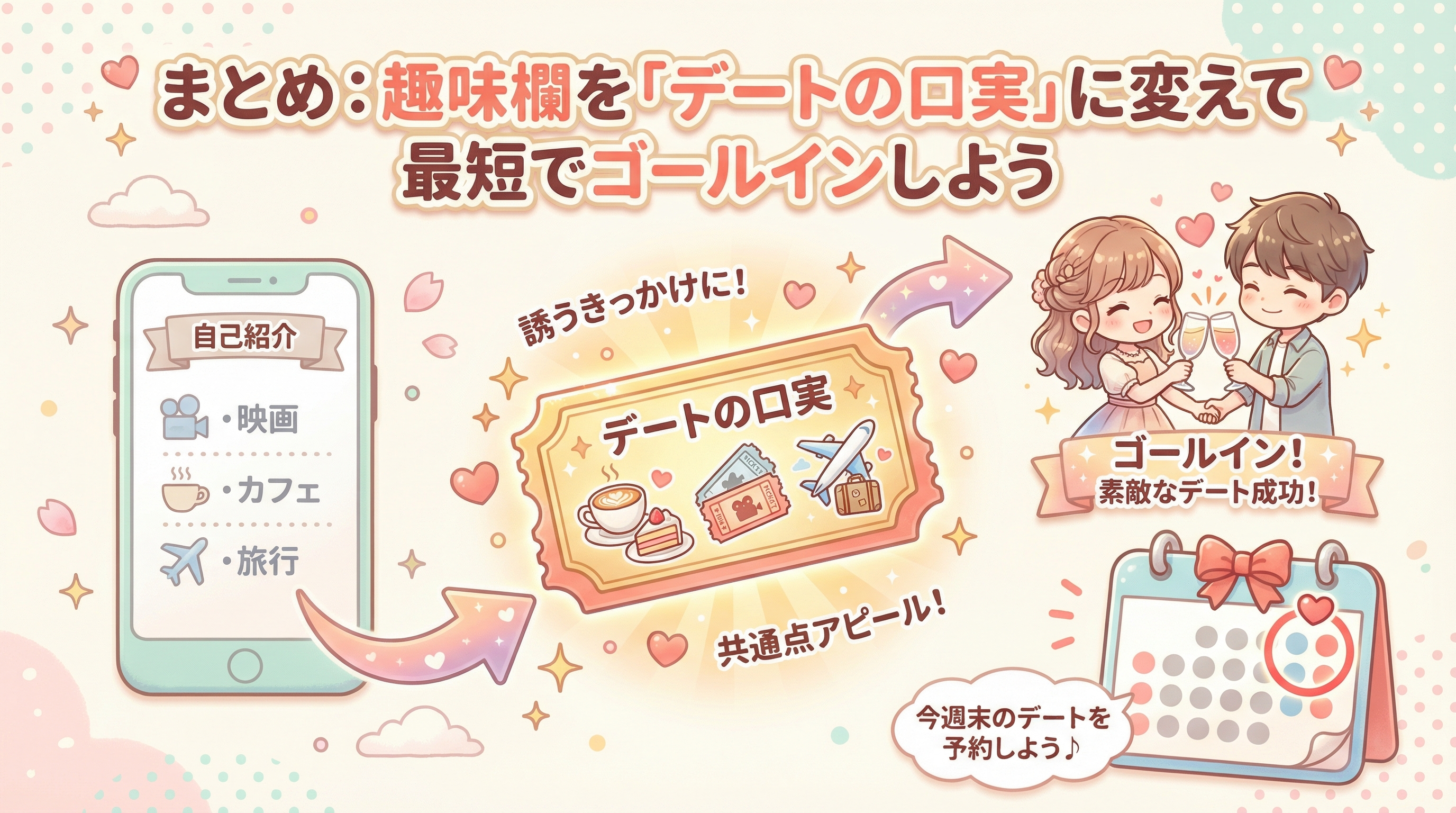 まとめ：趣味欄を「デートの口実」に変えて最短でゴールインしよう