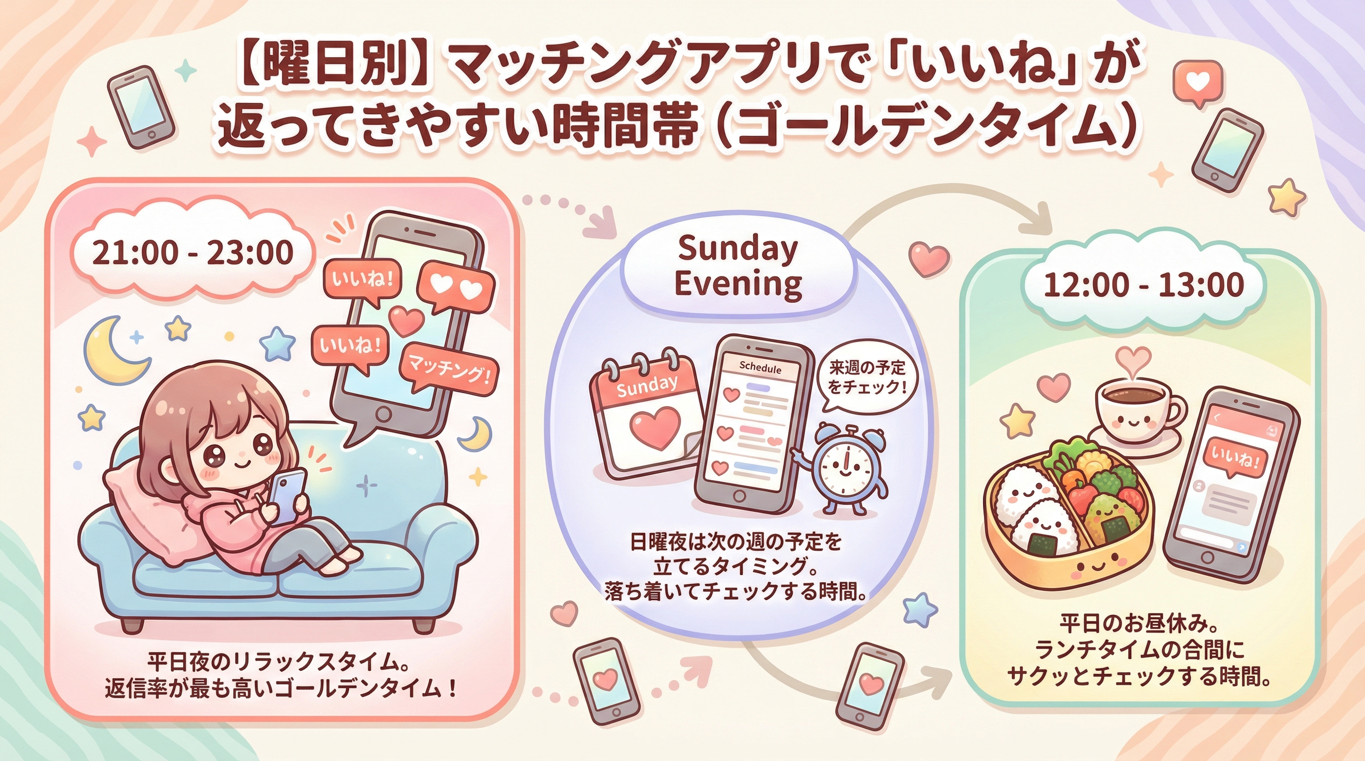 【曜日別】マッチングアプリで「いいね」が返ってきやすい時間帯（ゴールデンタイム）