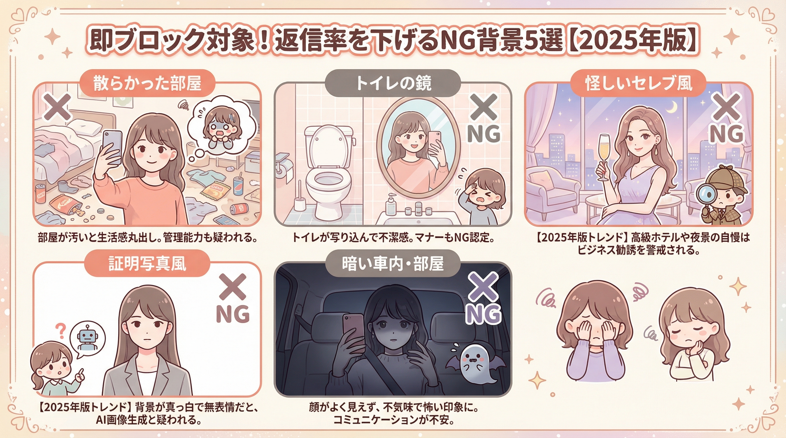 即ブロック対象！返信率を下げるNG背景5選【2025年版】