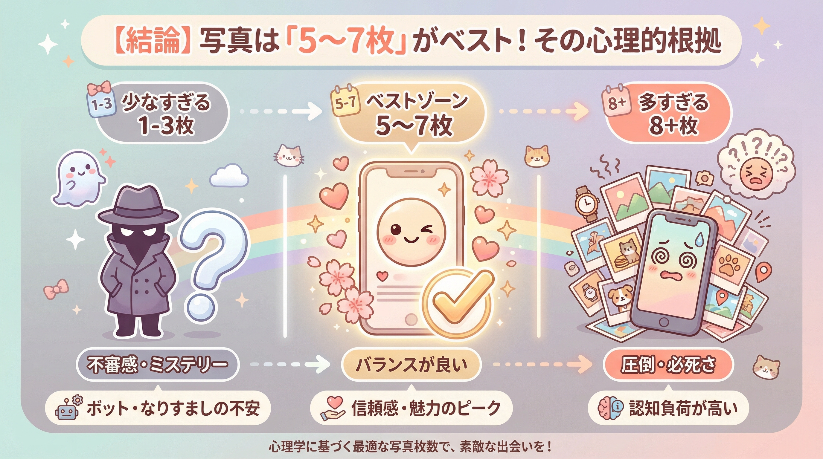 【結論】写真は「5〜7枚」がベスト！その心理的根拠