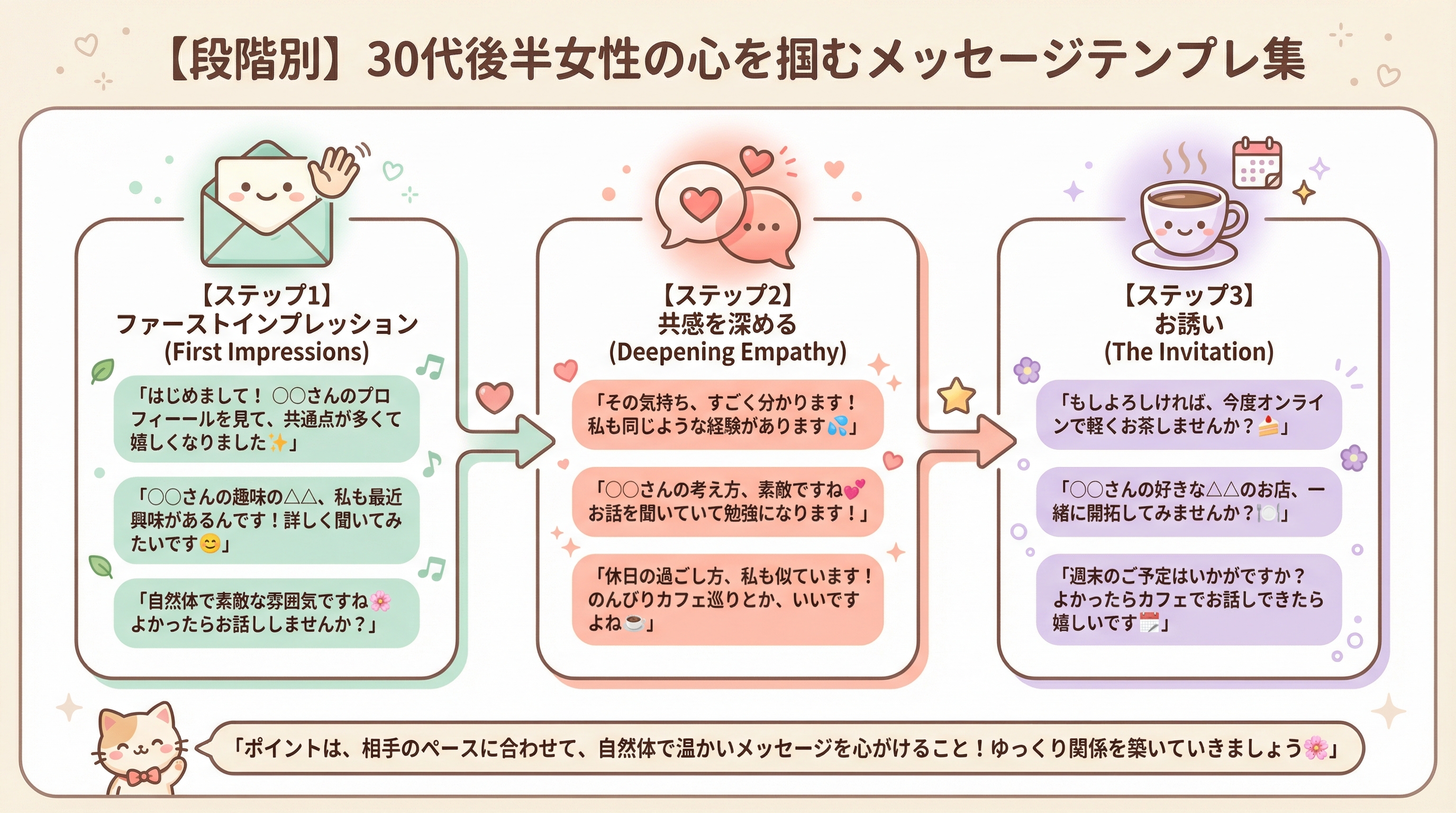 【段階別】30代後半女性の心を掴むメッセージテンプレ集