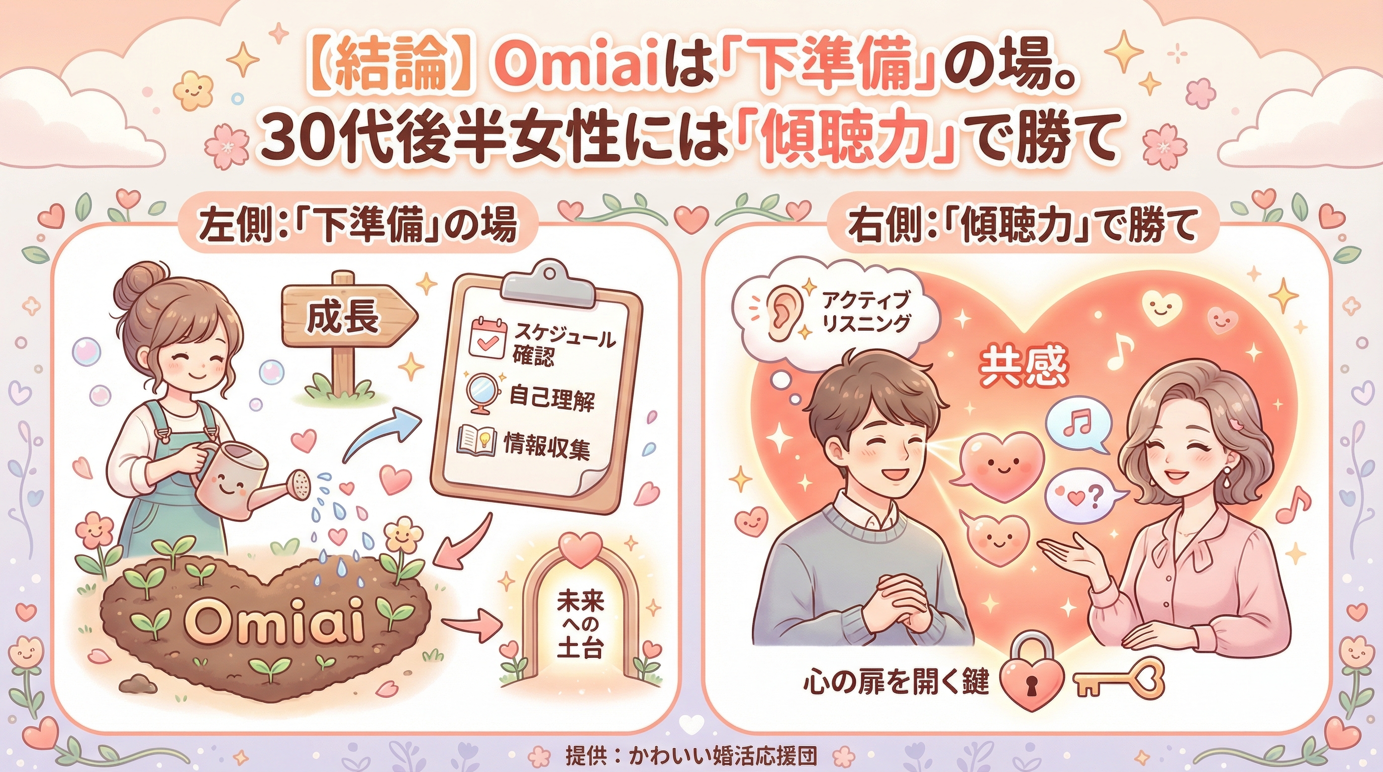 【結論】Omiaiは「下準備」の場。30代後半女性には「傾聴力」で勝て