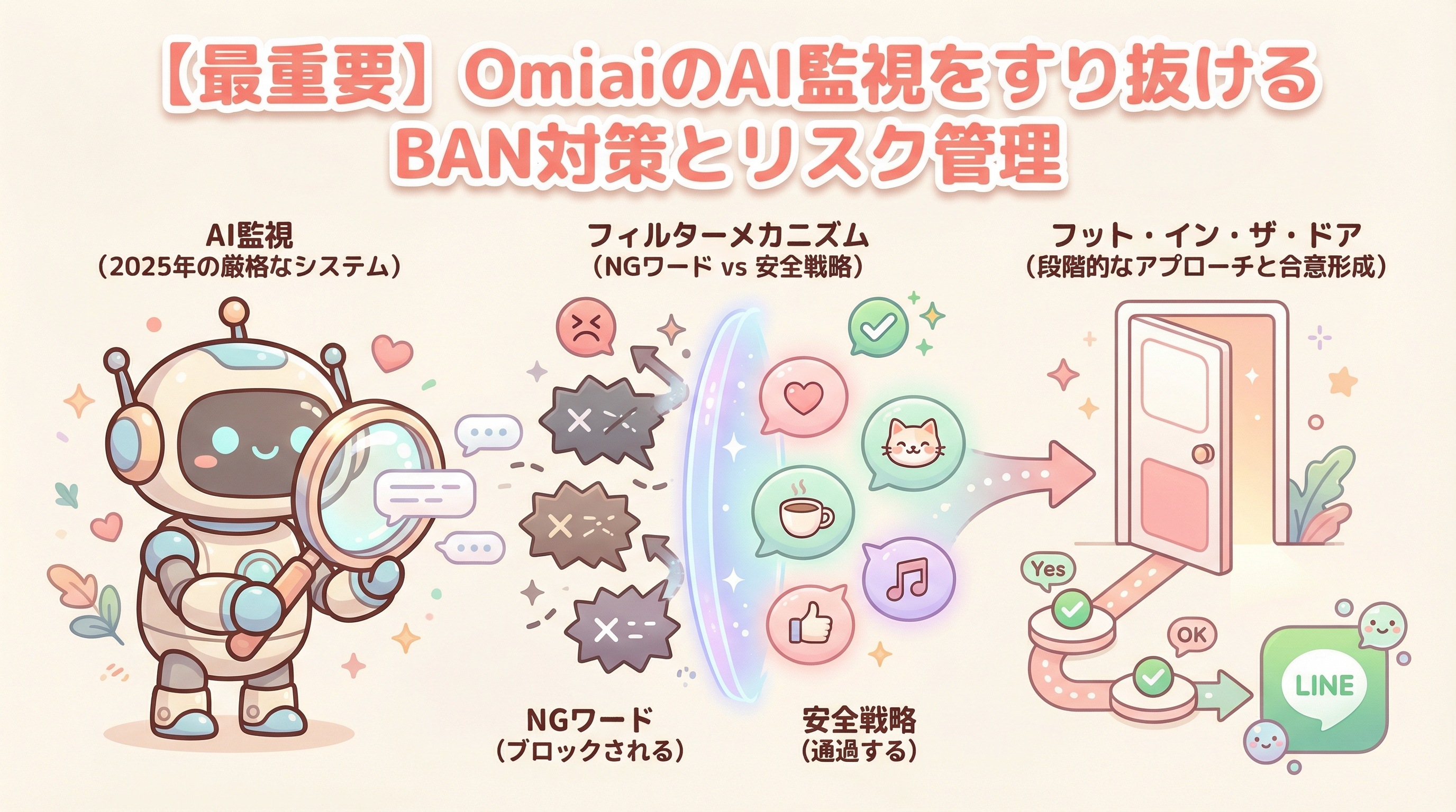 【最重要】OmiaiのAI監視をすり抜けるBAN対策とリスク管理
