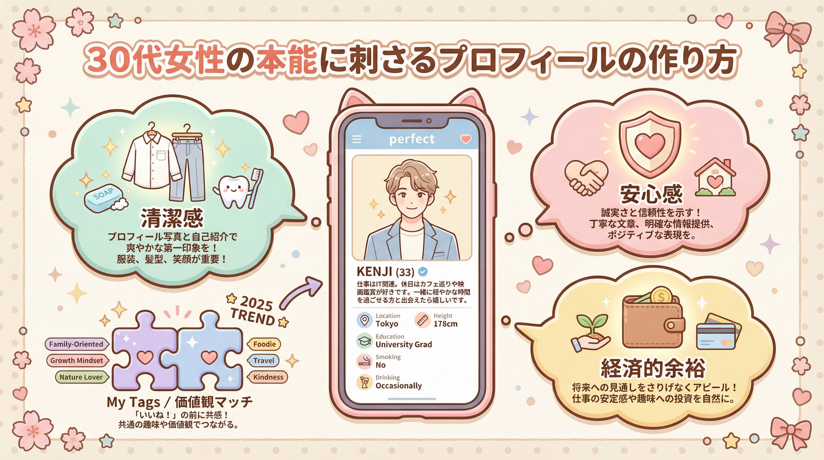 30代女性の本能に刺さるプロフィールの作り方