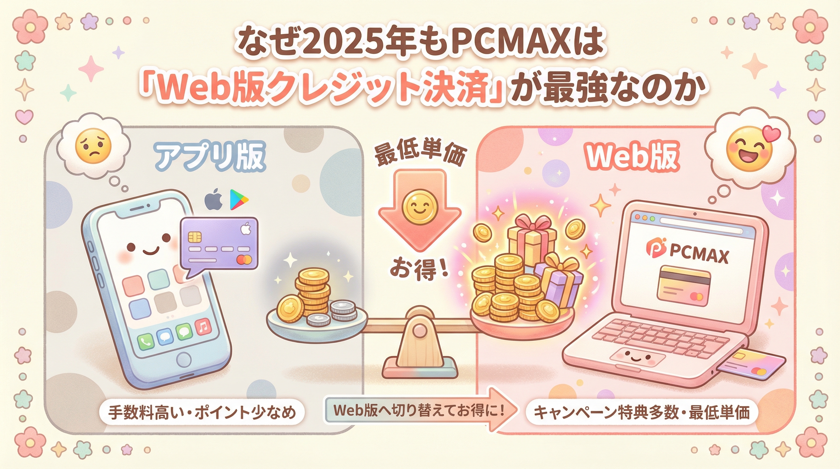 なぜ2025年もPCMAXは「Web版クレジット決済」が最強なのか