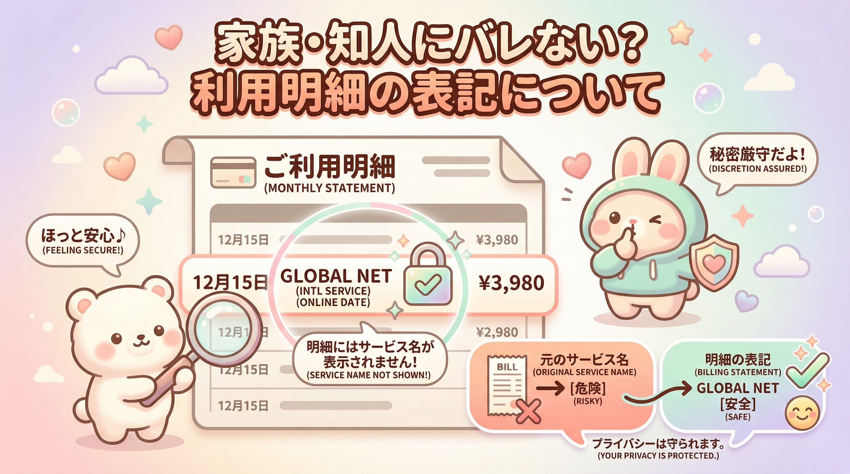 家族・知人にバレない?利用明細の表記について