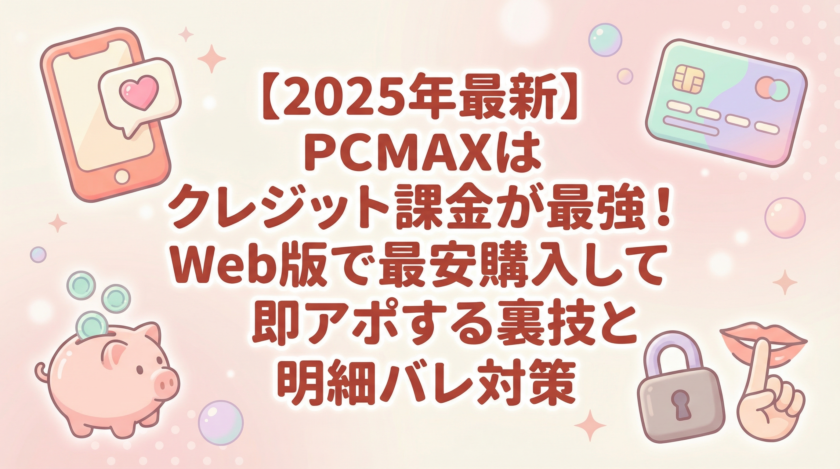 【2025年最新】PCMAXはクレジット課金が最強！Web版で最安購入して即アポする裏技と明細バレ対策