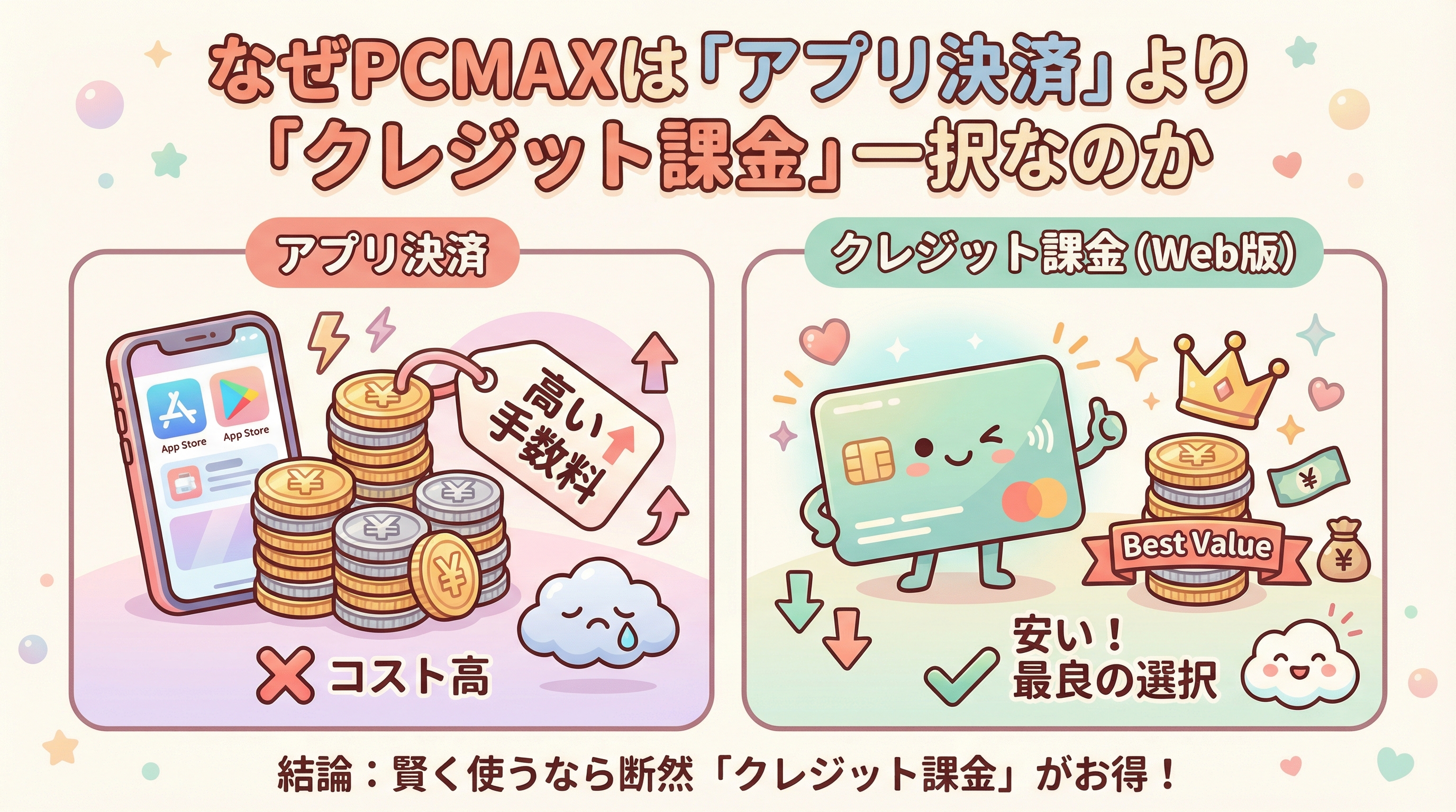なぜPCMAXは「アプリ決済」より「クレジット課金」一択なのか