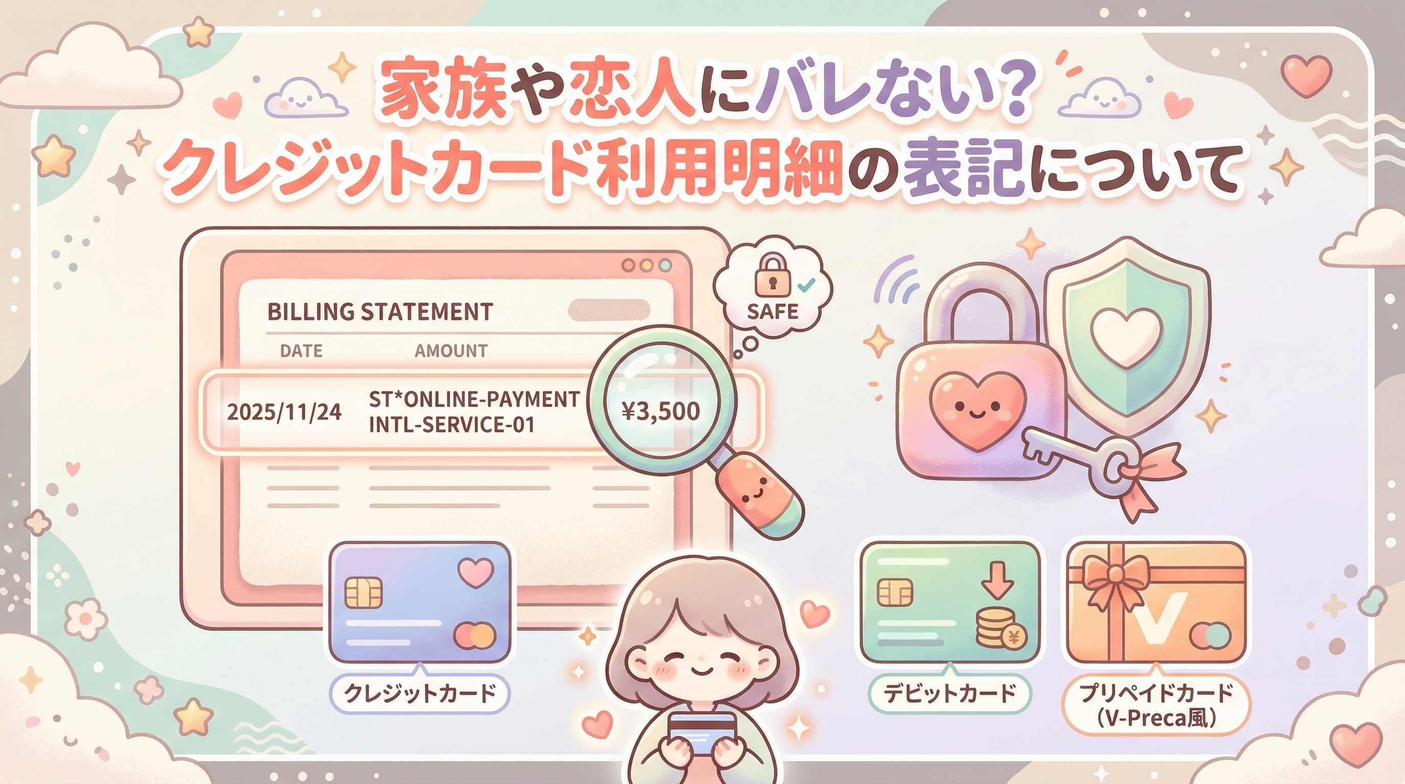 家族や恋人にバレない?クレジットカード利用明細の表記について