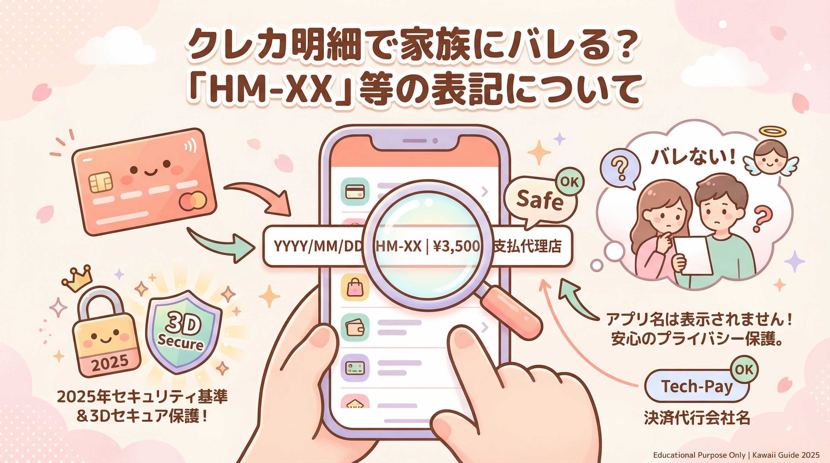 クレカ明細で家族にバレる？「HM-XX」等の表記について