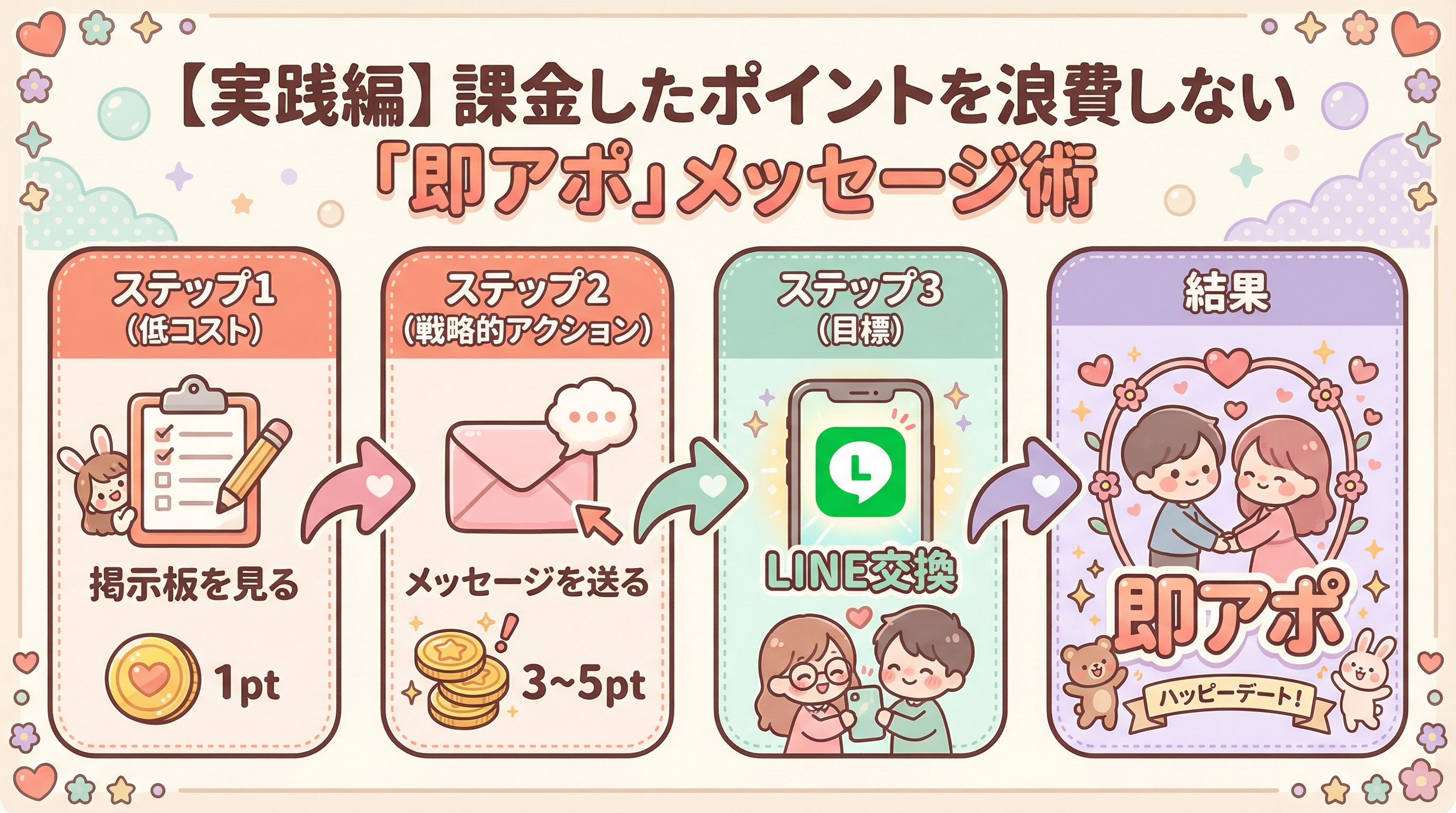 【実践編】課金したポイントを浪費しない「即アポ」メッセージ術