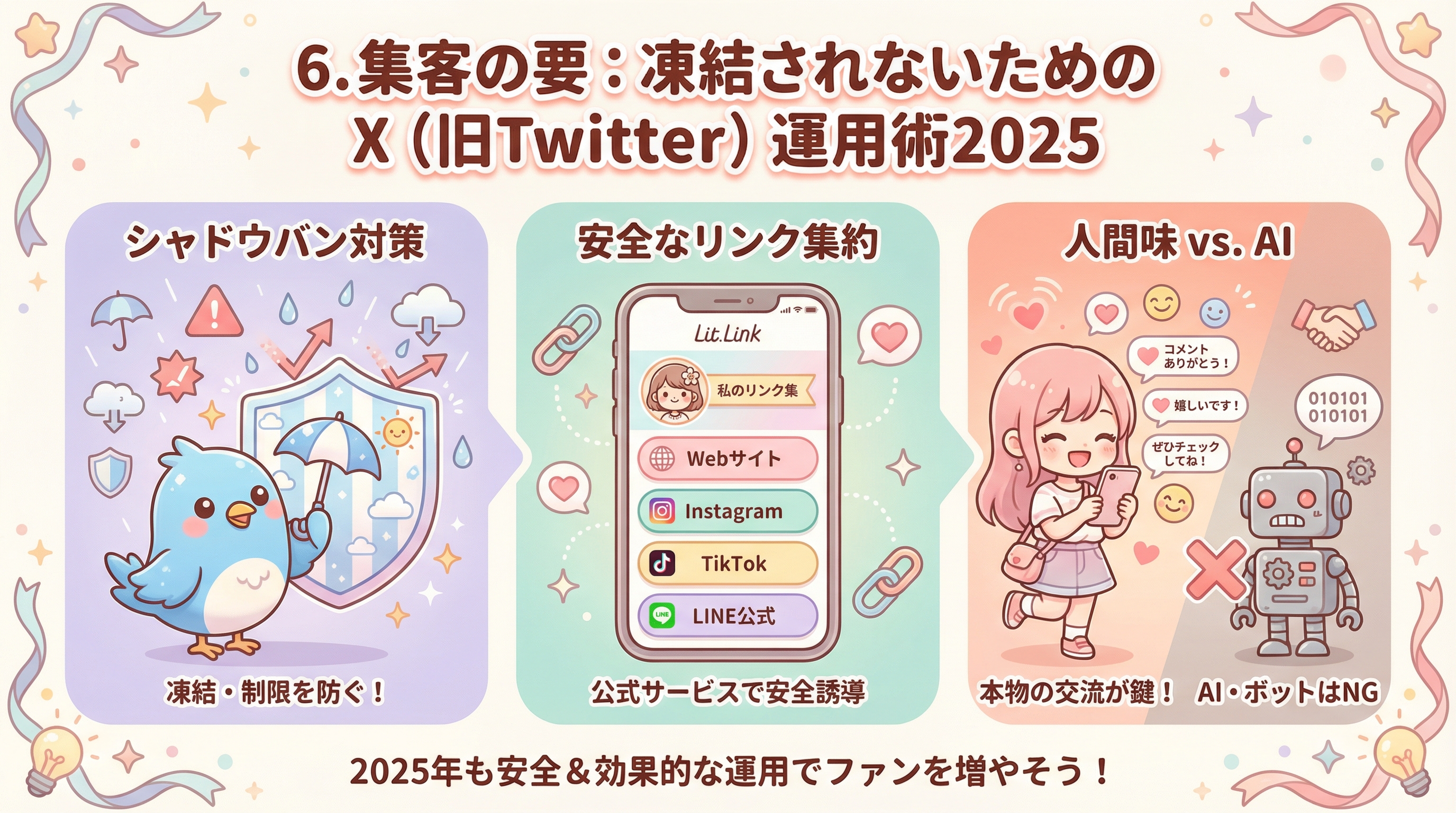 6. 集客の要:凍結されないためのX(旧Twitter)運用術2025