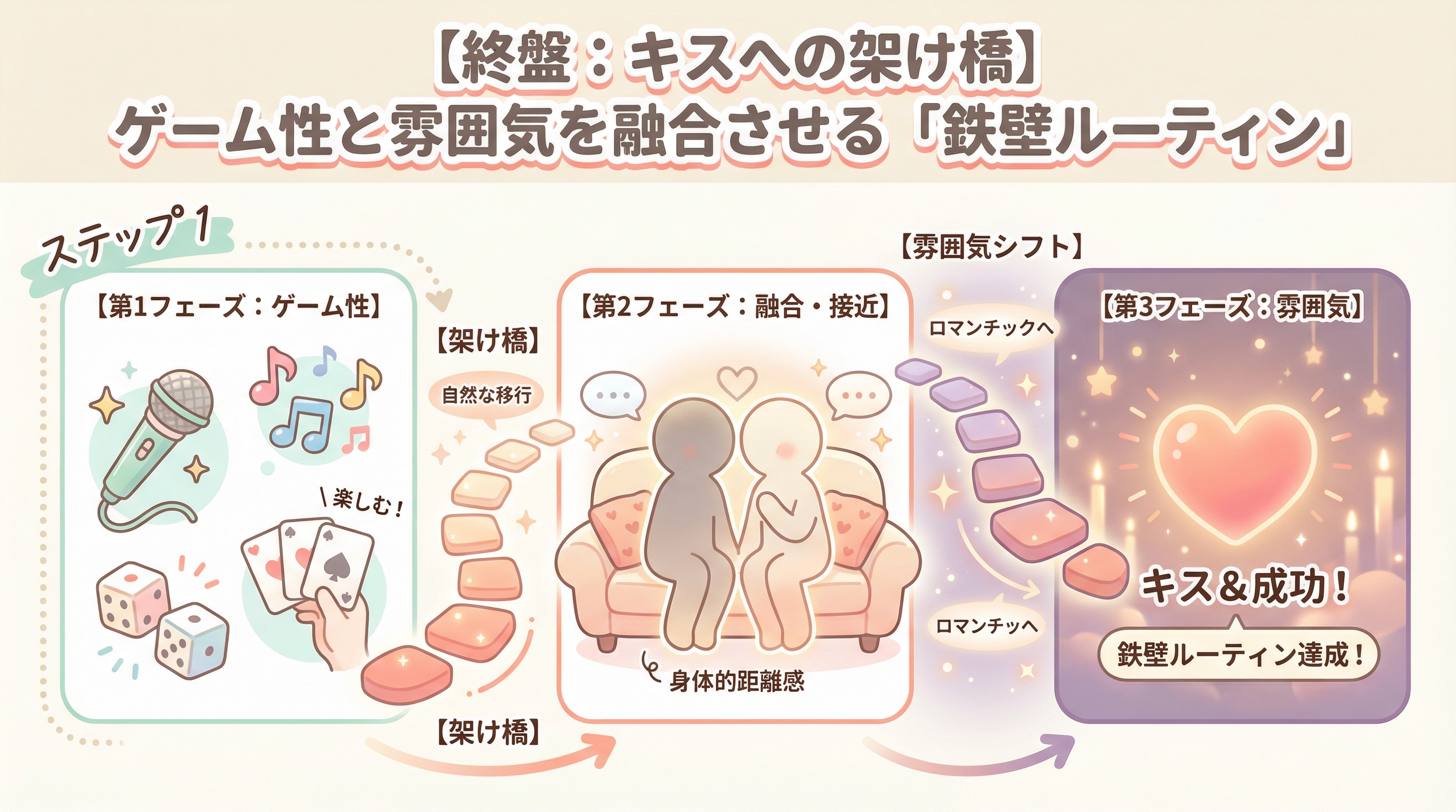 【終盤:キスへの架け橋】ゲーム性と雰囲気を融合させる「鉄壁ルーティン」