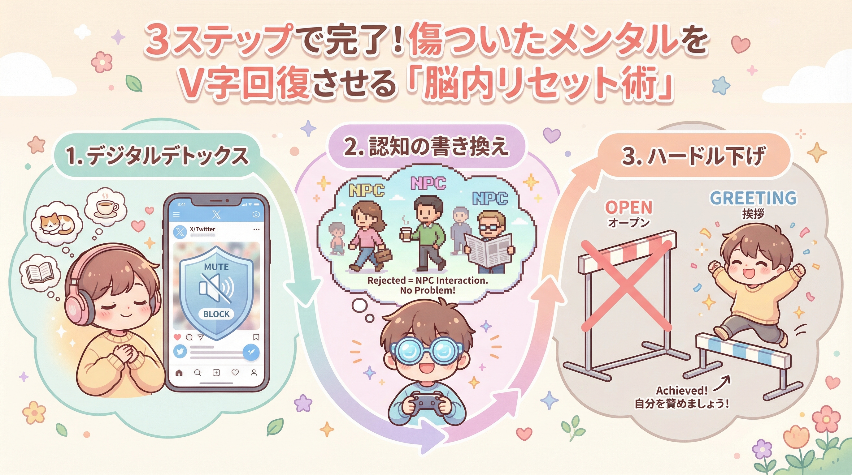 3ステップで完了！傷ついたメンタルをV字回復させる「脳内リセット術」