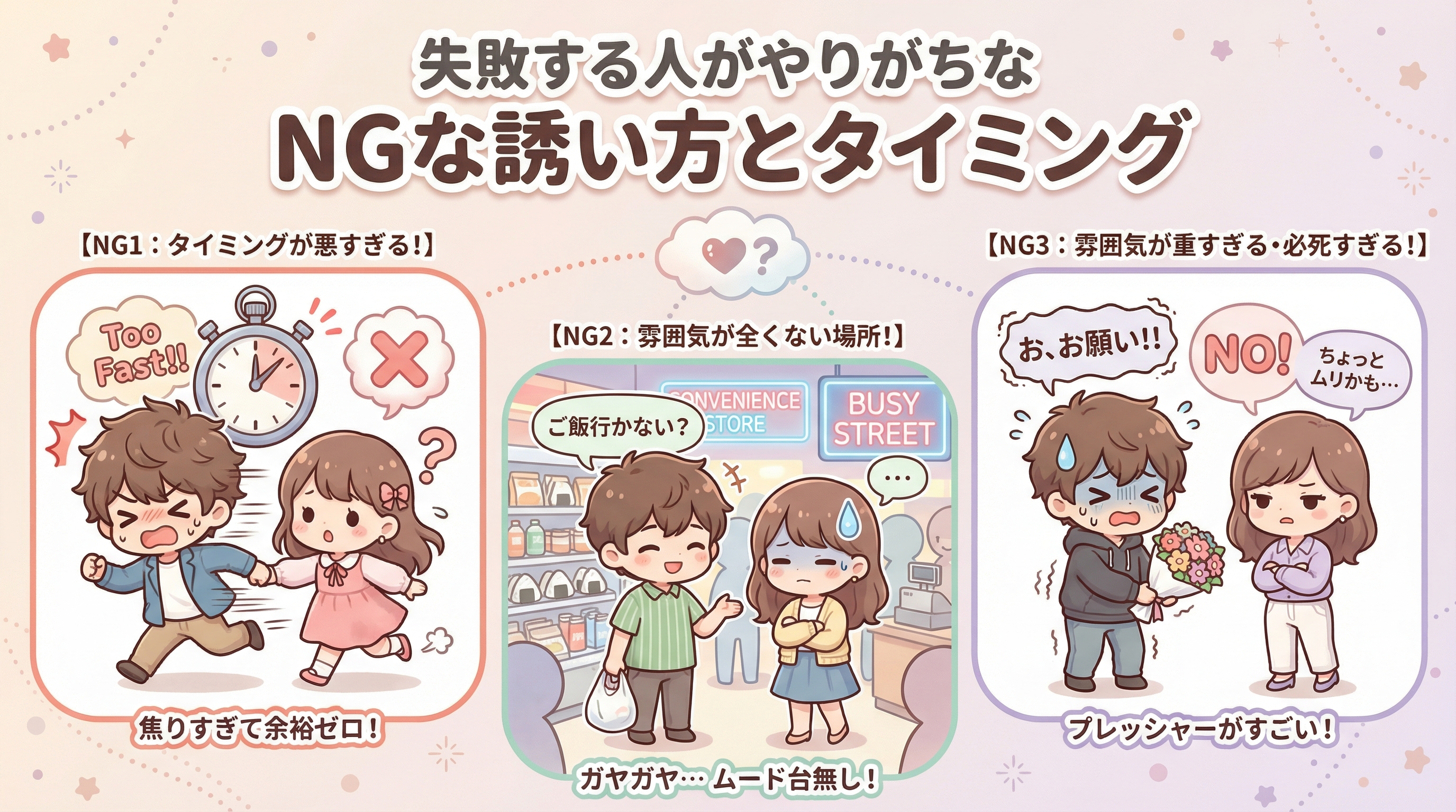 失敗する人がやりがちなNGな誘い方とタイミング