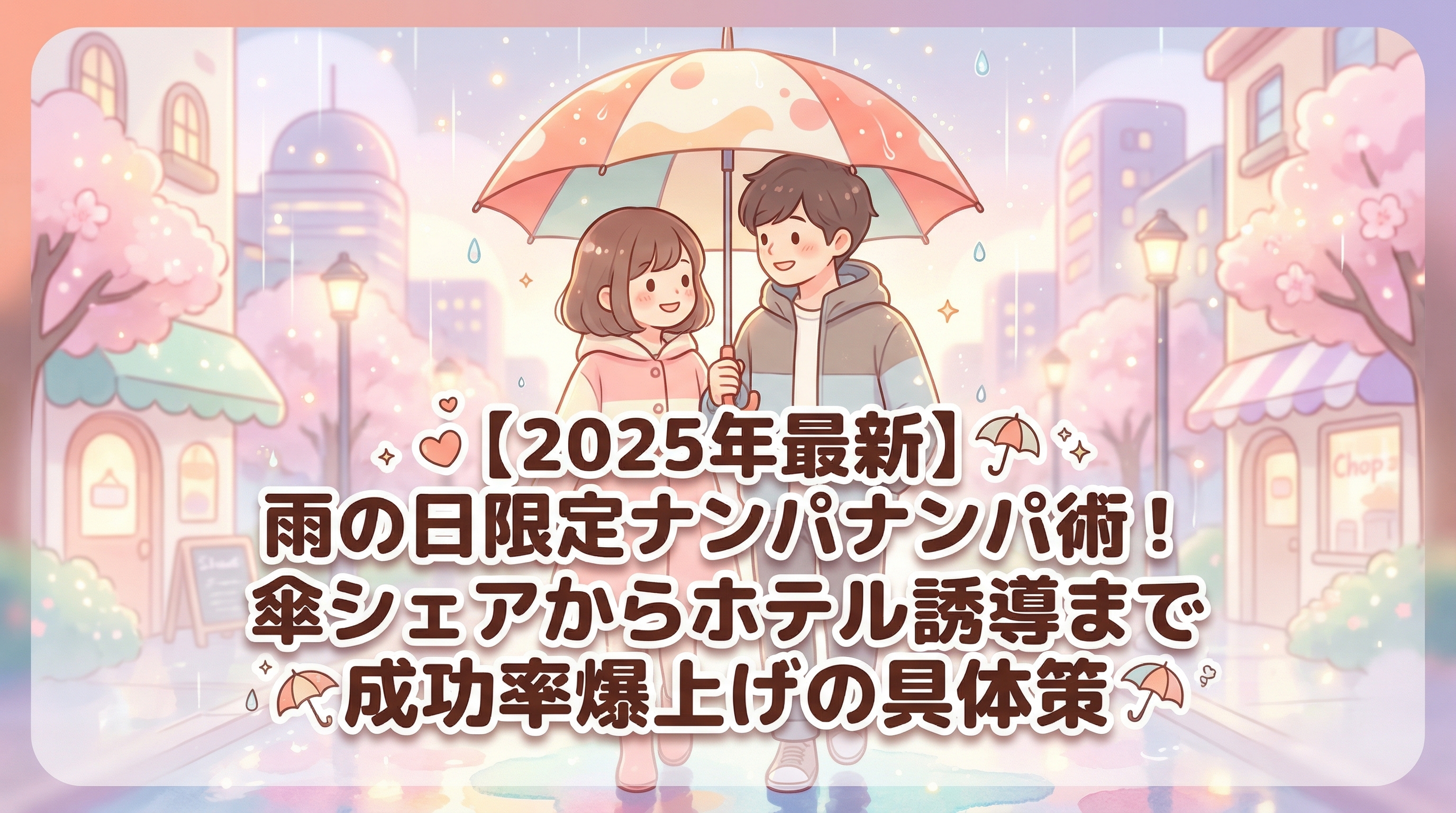 【2025年最新】雨の日限定ナンパ術！傘シェアからホテル誘導まで成功率爆上げの具体策