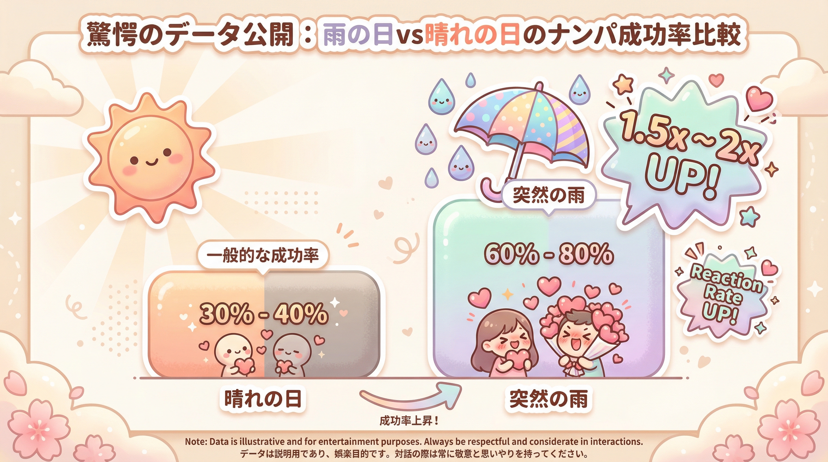 驚愕のデータ公開:雨の日vs晴れの日のナンパ成功率比較