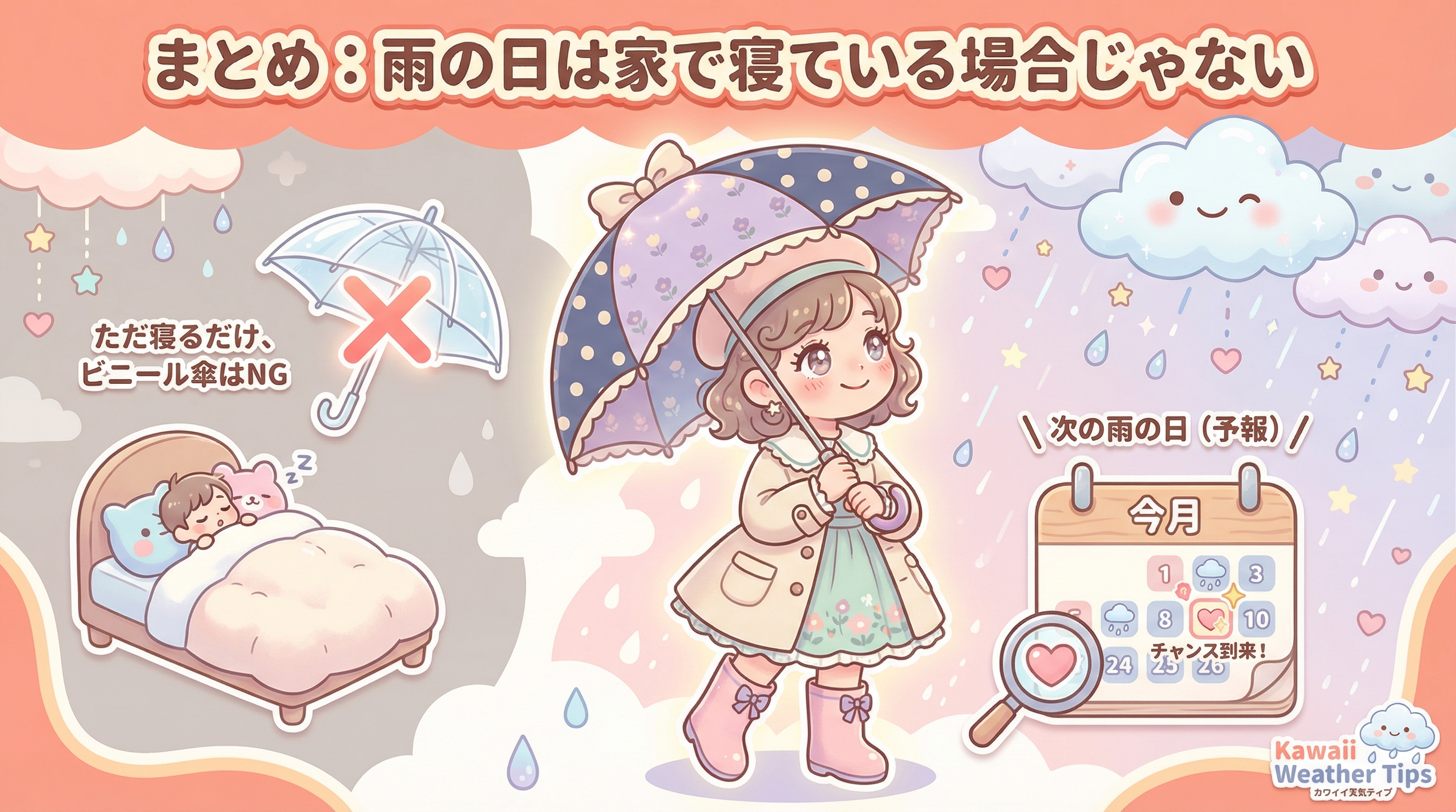 まとめ:雨の日は家で寝ている場合じゃない