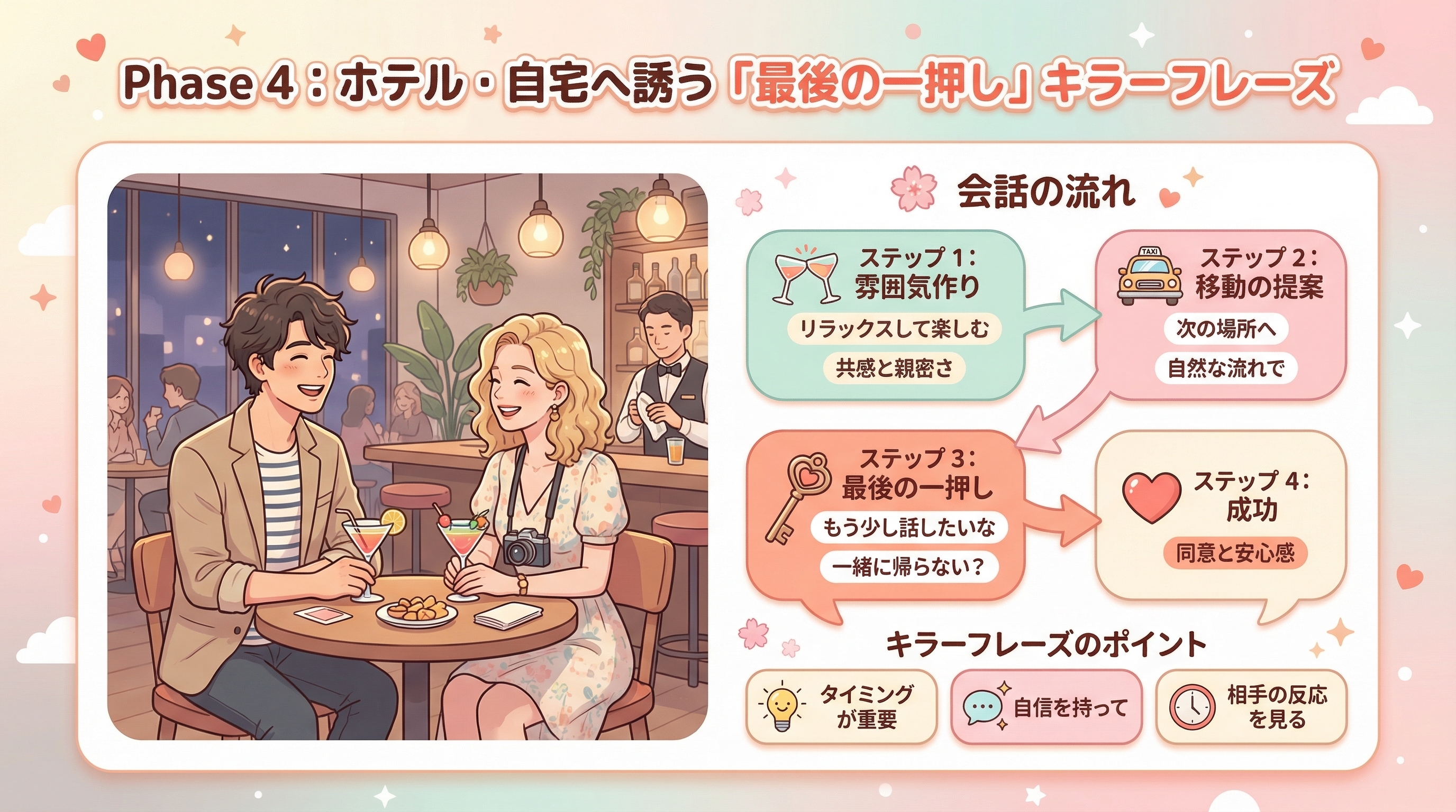 Phase 4:ホテル・自宅へ誘う「最後の一押し」キラーフレーズ