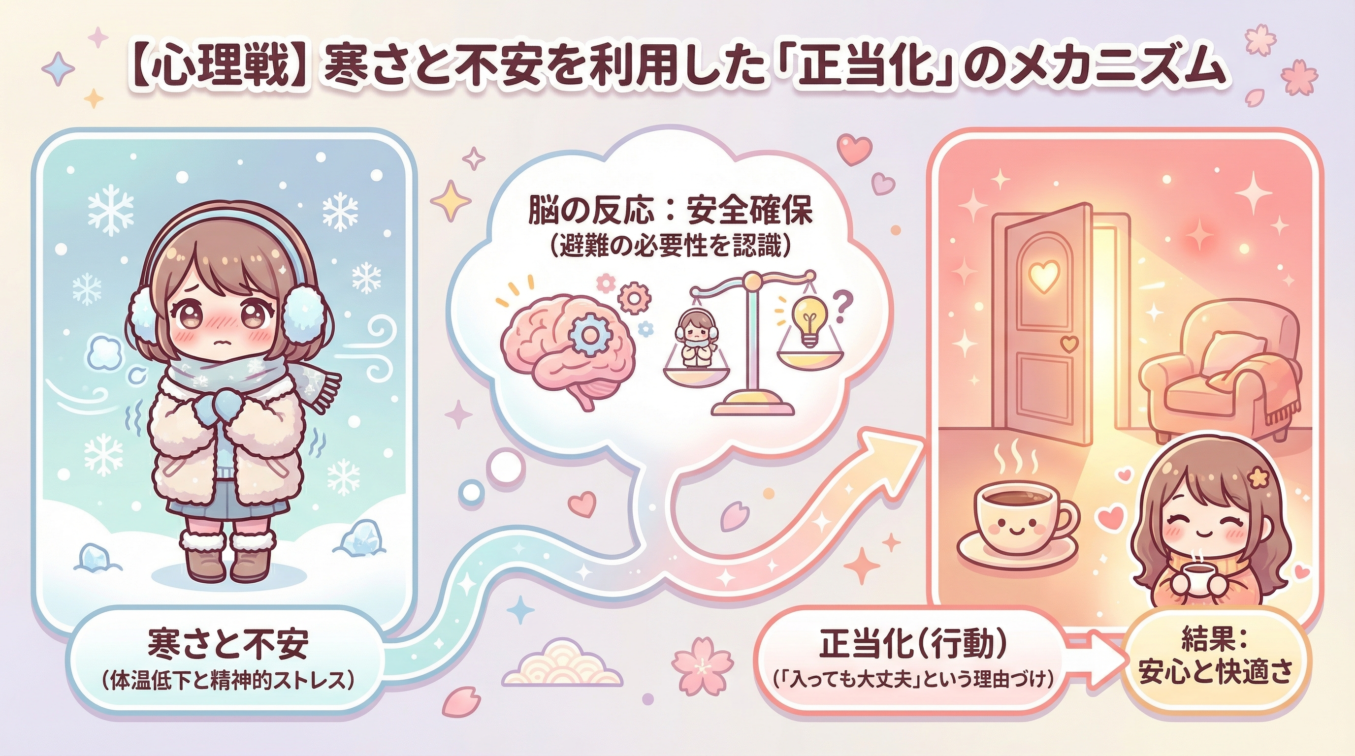 【心理戦】寒さと不安を利用した「正当化」のメカニズム