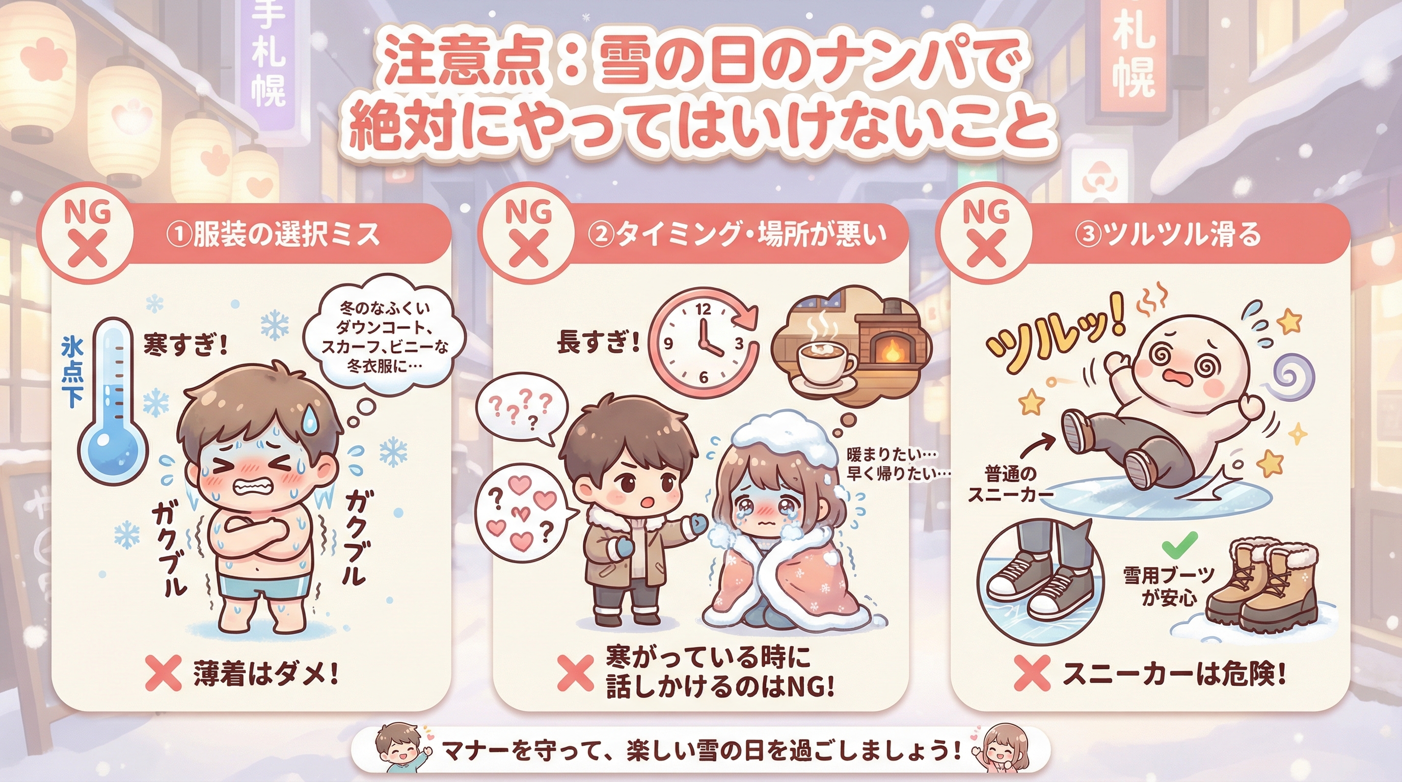 注意点:雪の日のナンパで絶対にやってはいけないこと