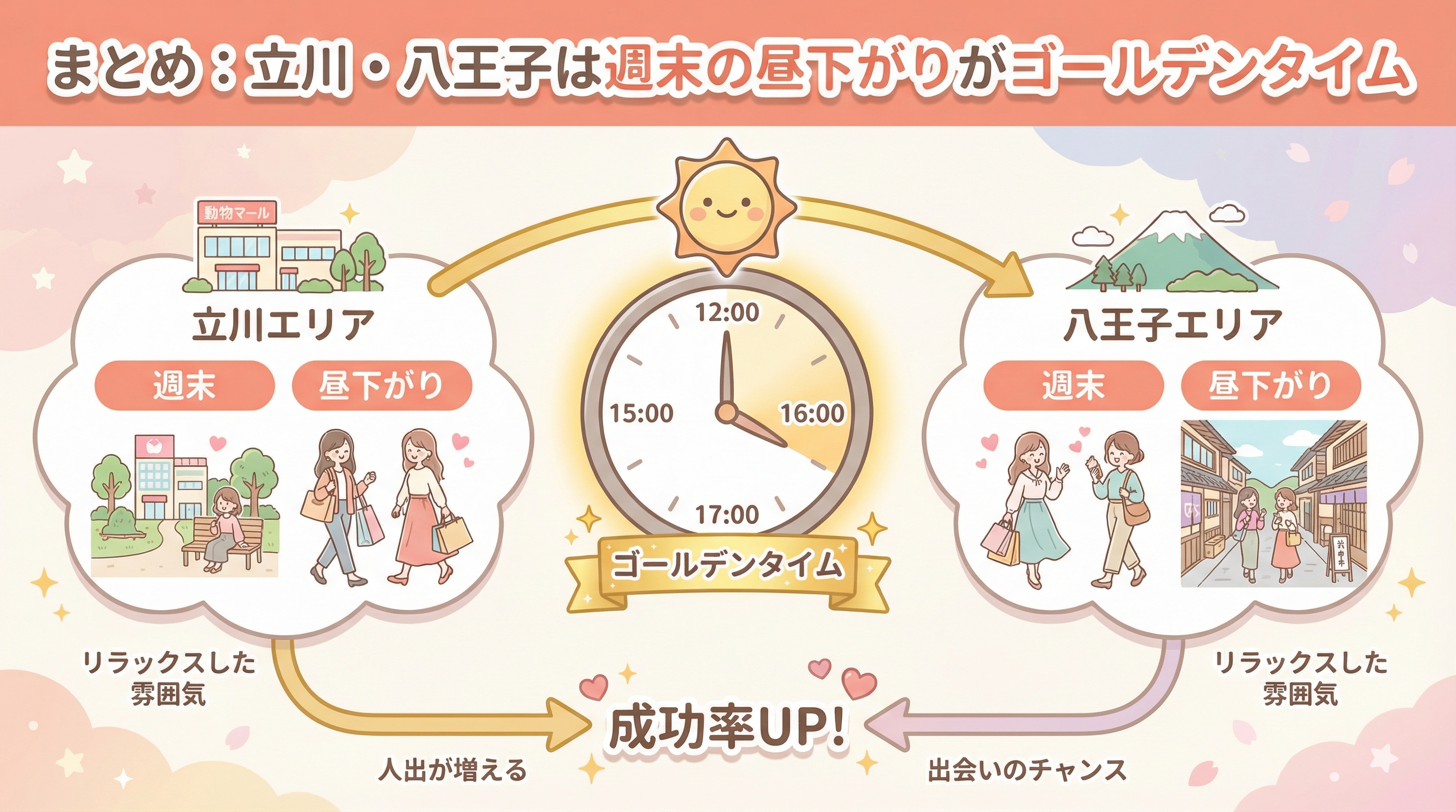 まとめ:立川・八王子は週末の昼下がりがゴールデンタイム