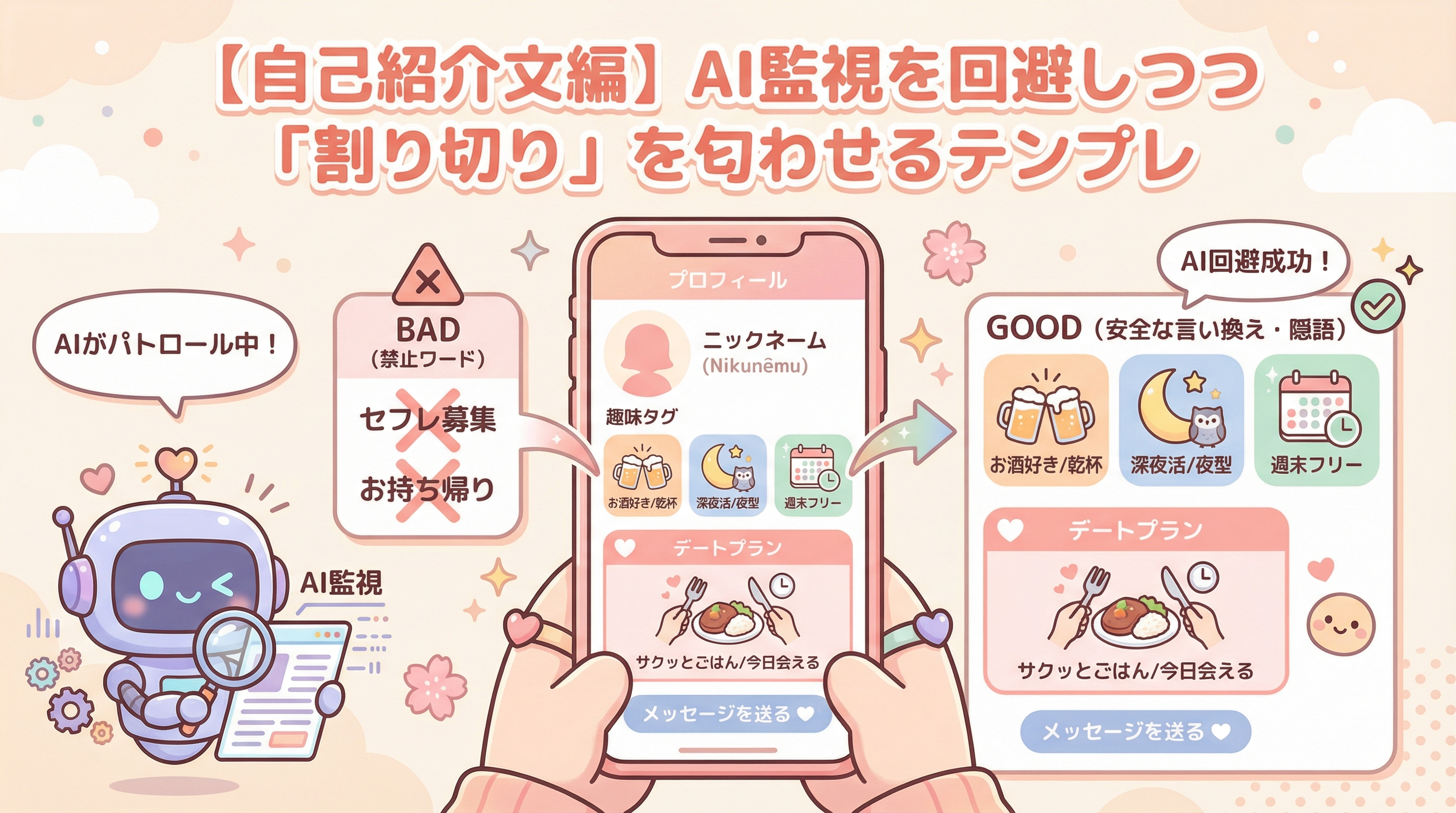 【自己紹介文編】AI監視を回避しつつ「割り切り」を匂わせるテンプレ