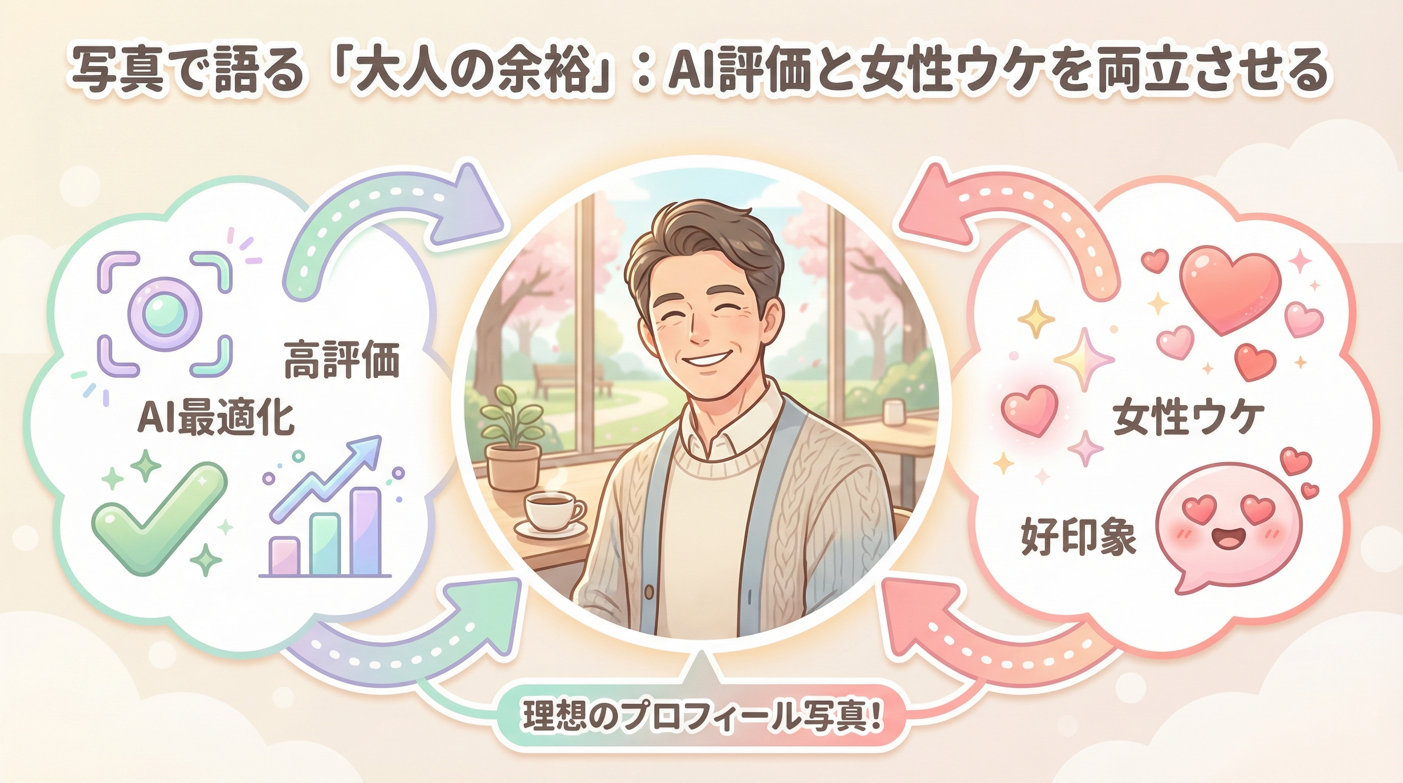 写真で語る「大人の余裕」:AI評価と女性ウケを両立させる