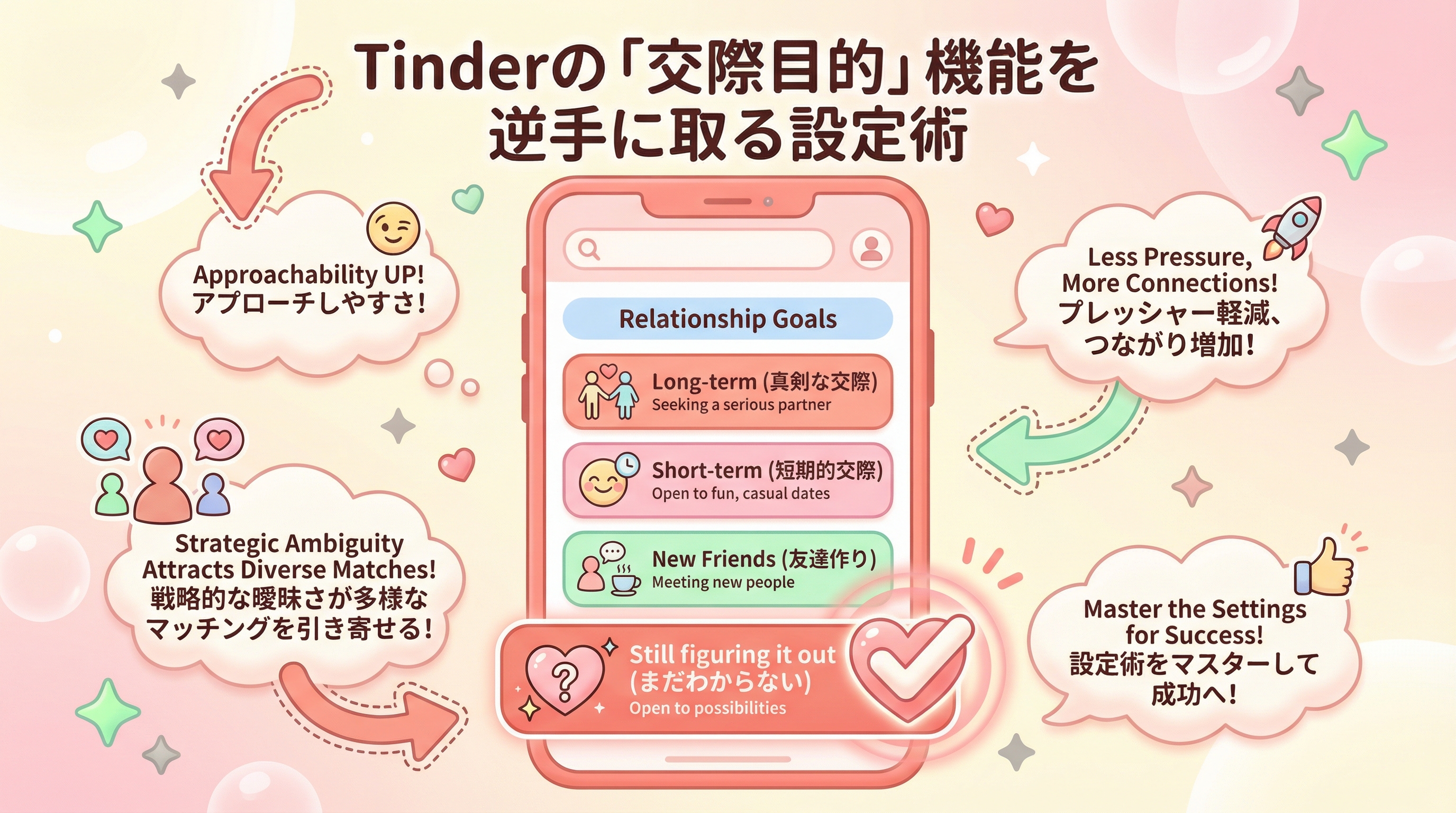 Tinderの「交際目的」機能を逆手に取る設定術