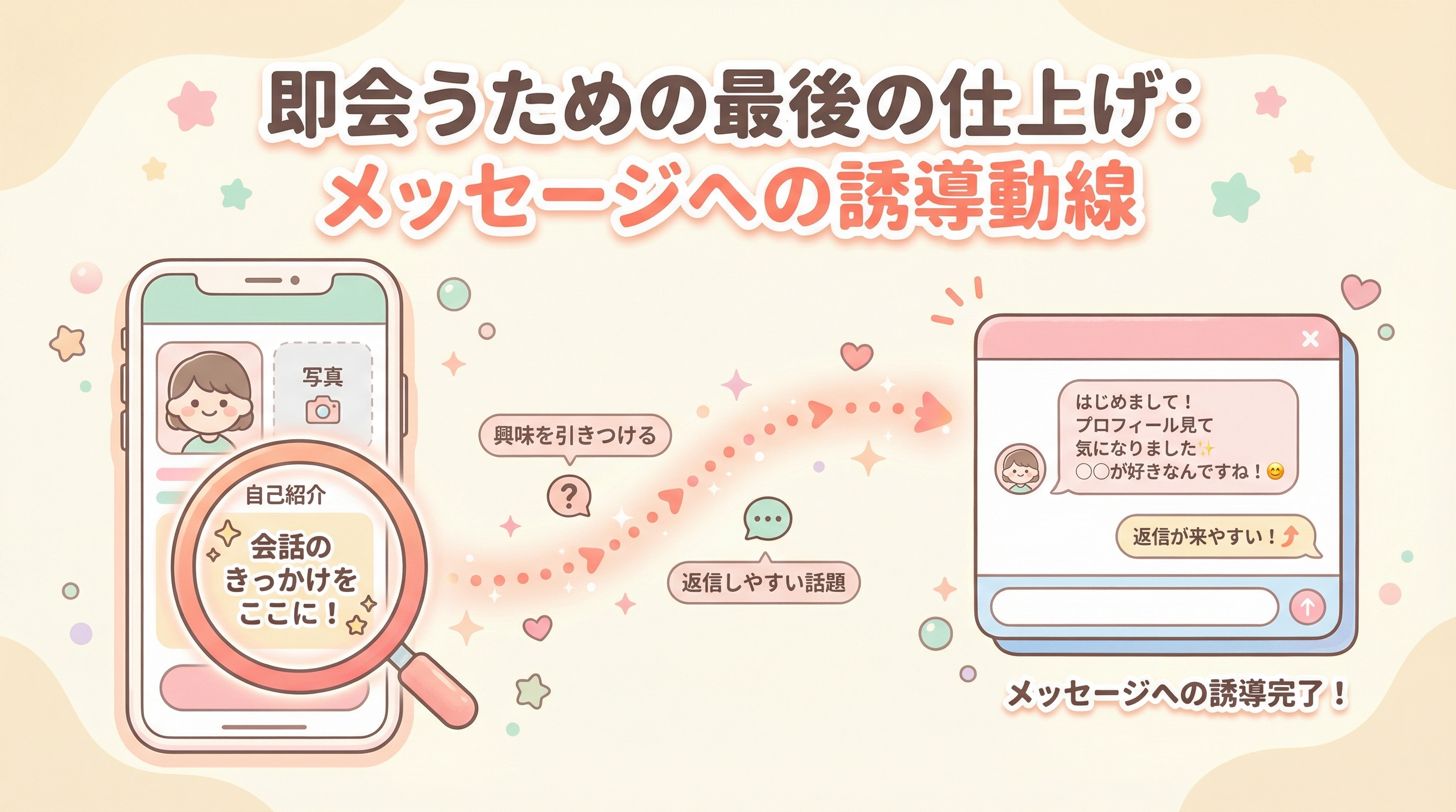 即会うための最後の仕上げ:メッセージへの誘導動線