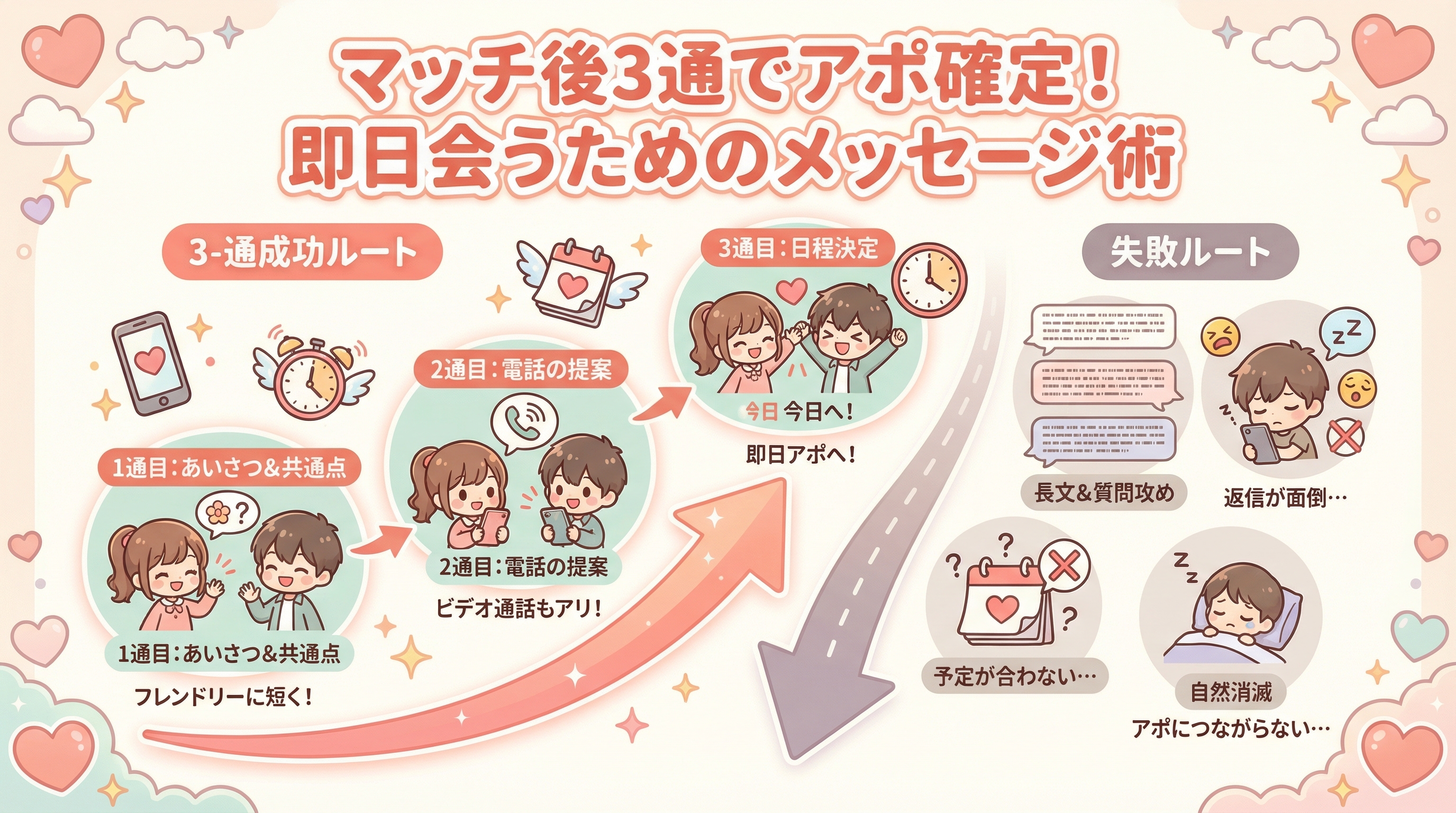 マッチ後3通でアポ確定!即日会うためのメッセージ術