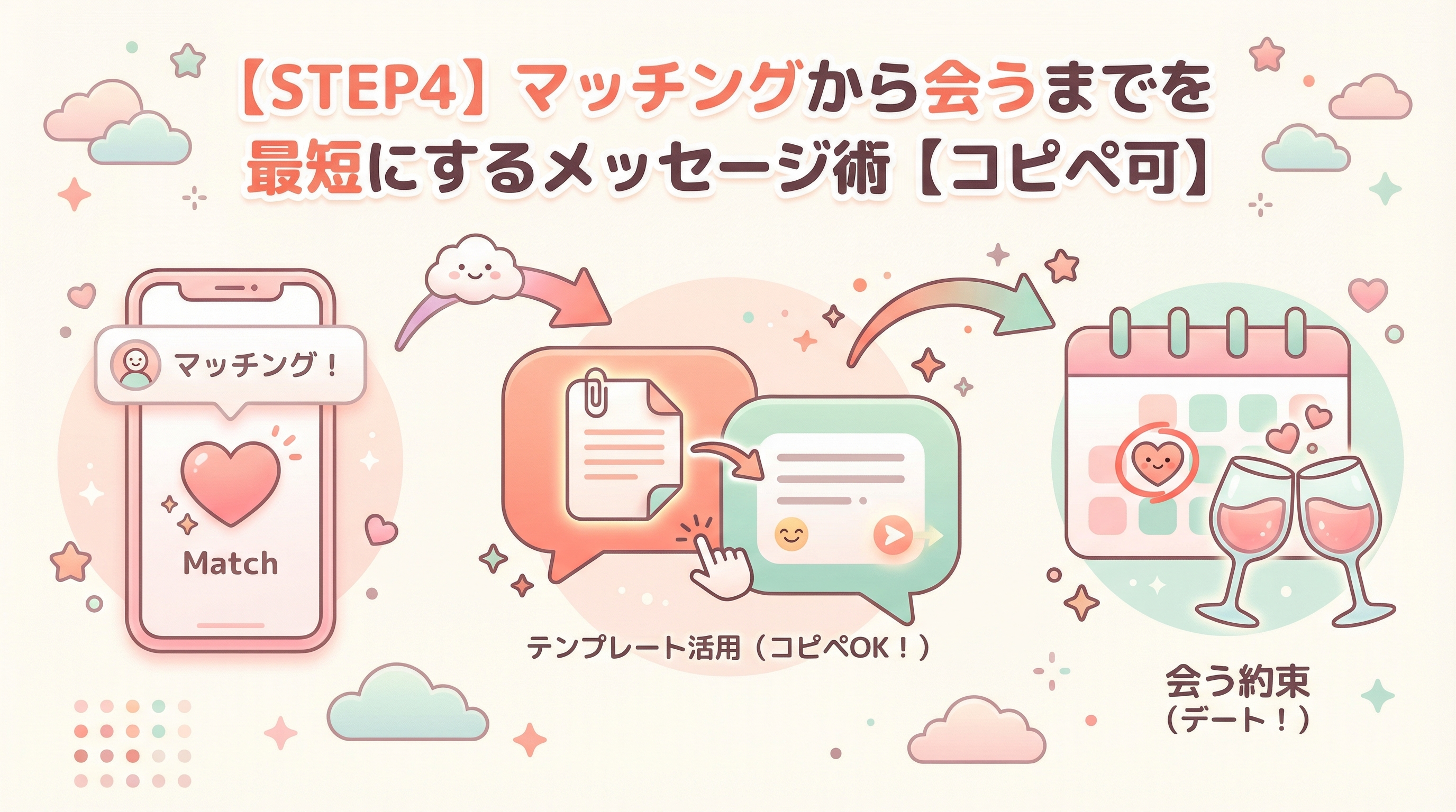 【STEP4】マッチングから会うまでを最短にするメッセージ術【コピペ可】