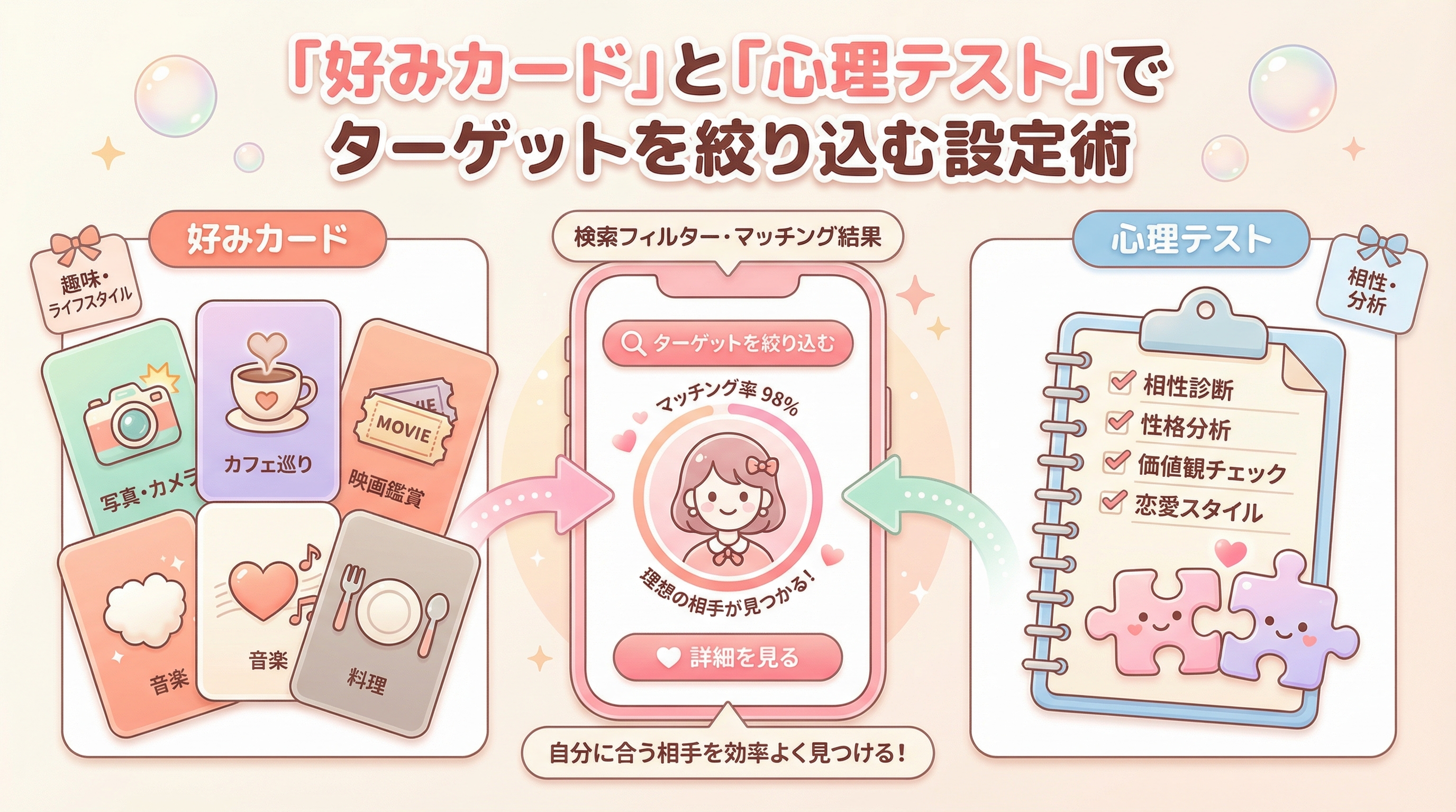「好みカード」と「心理テスト」でターゲットを絞り込む設定術